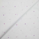 Viscose imprimée signes violet fond blanc