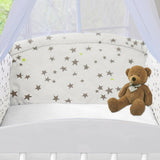 Cotton dive matte taupe stars and anise green per meter