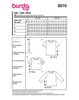 Patron Burda n°6010 : T-shirt