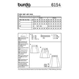 Patron Burda n°6154: Jupe évasée femme