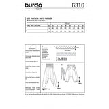 Patron Burda 6316 - Pantalon Sarouel