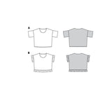 Patron Burda n°6243 : Tee-shirt – encolure ronde – forme carrée – ruchés