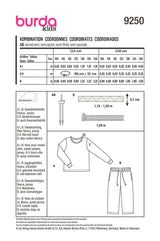 Patron Burda Enfant n°9250 : Ensemble Pyjama