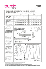 Patron Burda n°5955 : Costume complet pour homme