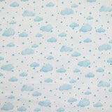 Piqué de coton imprimé nuage et étoile bleu clair