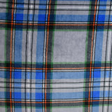 Polaire doudou imprimée tartan bleu et gris