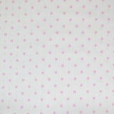 Piqué de coton imprimé pois rose fond blanc