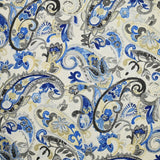 Polycoton imprimé cachemire bleu, beige et gris