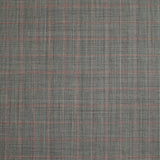 100% Prince of Wales wool suit fabric, black, red, off-white background