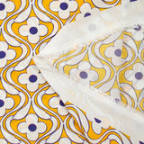 Viscose imprimée floral bleu fond jaune