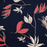 Satin de coton élasthanne imprimé expert du vent fond bleu foncé