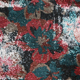Tulle sequin jeune pousse rouge corail et canard fond noir