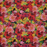Coton imprimé bouquet flamboyant jaune et rouge fond noir