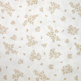Coton imprimé petite brousse marron clair fond blanc
