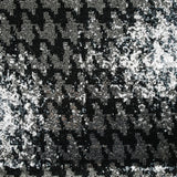 Tulle sequin pied de coq noir et argent