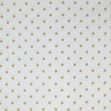 Piqué de coton imprimé pois beige fond blanc
