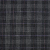 Tissu tailleur 100% laine carreaux fenêtre violet et rouge fond gris