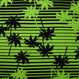 Viscose imprimée palmiers et rayures vert et noir