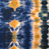 Viscose imprimée tie and dye marine et moutarde