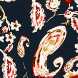 Crépon de viscose imprimé Paisley fond marine