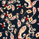 Crépon de viscose imprimé Paisley fond marine