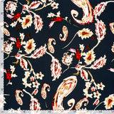 Crépon de viscose imprimé Paisley fond marine