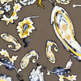 Crépon de viscose imprimé Paisley fond taupe
