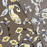 Crépon de viscose imprimé Paisley fond taupe