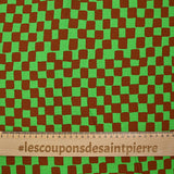 Lienzo viscoso estampado de azulejos marrones y verdes