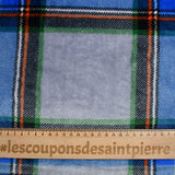 Polaire doudou imprimée tartan bleu et gris