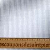 Coton imprimé rayé marine et bleu fond blanc