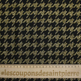Tweed de laine mélangée pied de poule doré fond noir