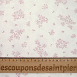Coton imprimé petite brousse rose fond blanc