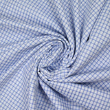 Popeline polycoton jacquard Paul à carreaux bleu