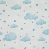 Nube estampada de buceo de algodón y estrella azul claro