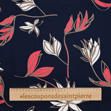 Satin de coton élasthanne imprimé expert du vent fond bleu foncé