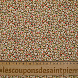 Coton imprimé s'épanouir vert, rouge et beige