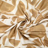Voile de coton imprimé géometrie beige fond blanc
