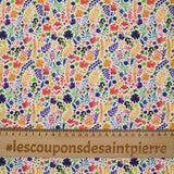 Coton imprimé fougères multicolore fond blanc