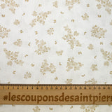 Coton imprimé petite brousse marron clair fond blanc