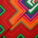 Popeline de coton imprimée chevrons rétro vert et orange