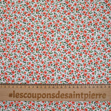 Coton imprimé champêtre orange fond blanc