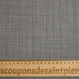 100% Prince of Wales wool suit fabric, black, red, off-white background