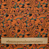 Popeline de coton imprimé Scooby-doo brun orangé