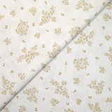 Coton imprimé petite brousse marron clair fond blanc