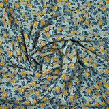 Crêpe de polyester imprimé micro pousses marine fond bleu