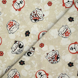 Coton imprimé miaou miaou fond beige