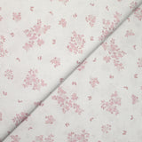 Coton imprimé petite brousse rose fond blanc