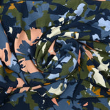 Viscose imprimée camouflage vert, rose et bleu