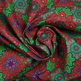 Coton imprimé mandala rouge, vert et bleu
